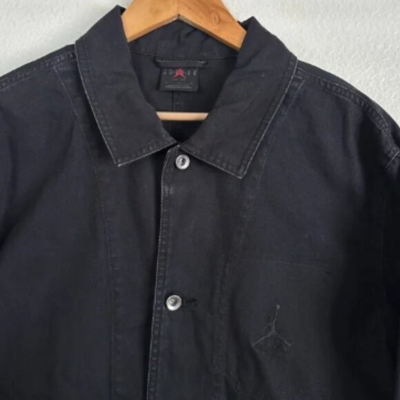 Air Jordan Flight Heritage Black Denim Workwear Trucker Jacket FN4527 Size - Picture 2 of 7